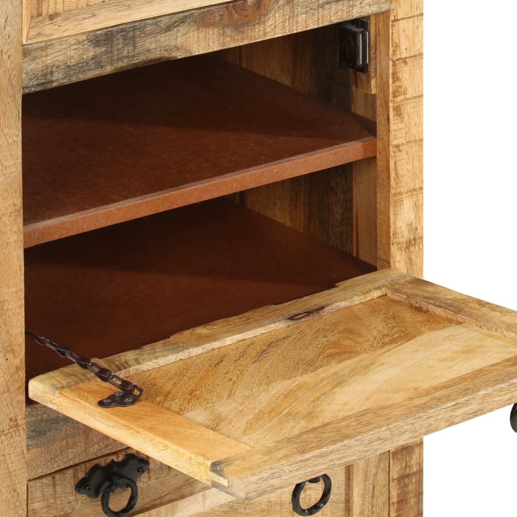 vidaXL Zapatero de 4 estantes con cajón madera de mango maciza rugosa
