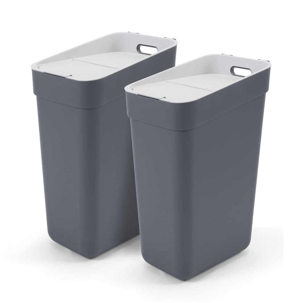 vidaXL Cubo de basura doble gris antracita 2x25 L