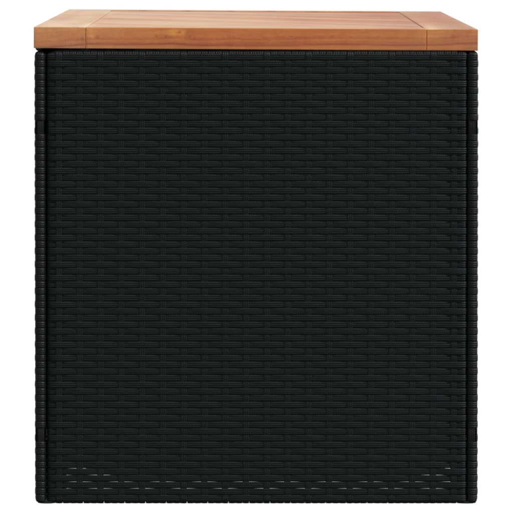 vidaXL Caja de almacenaje jardín madera acacia ratán negro 110x50x54cm
