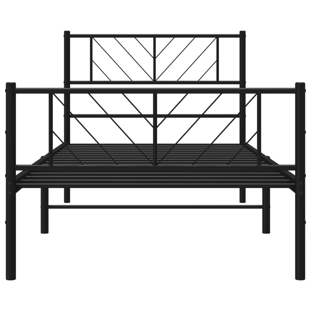 vidaXL Estructura de cama con cabecero y estribo metal negro 75x190 cm
