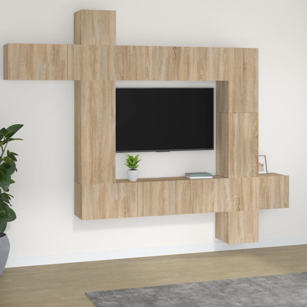 vidaXL Set de muebles para TV 9 pzas madera contrachapada roble sonoma