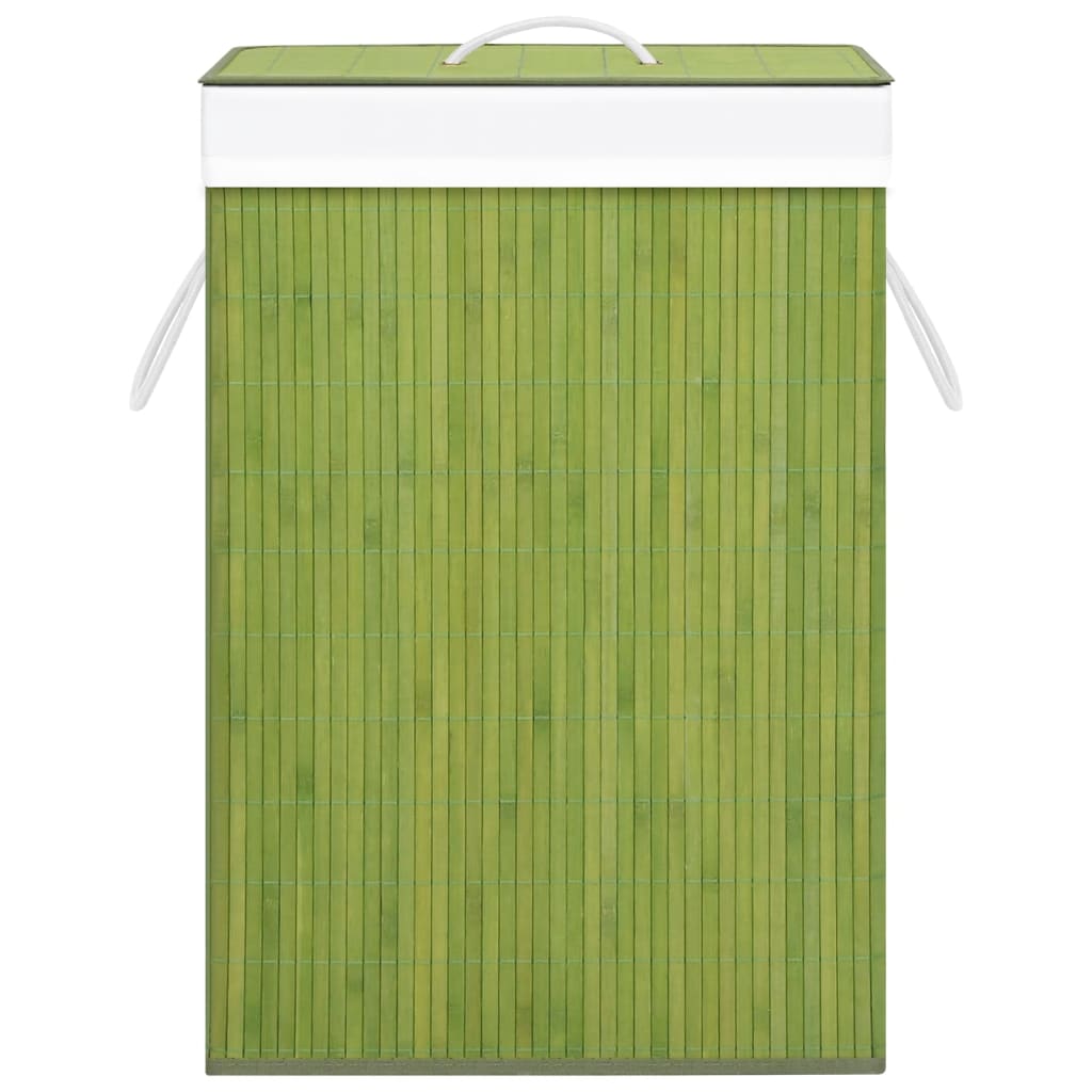 vidaXL Cesto de la ropa sucia de bambú 2 secciones verde 72 l