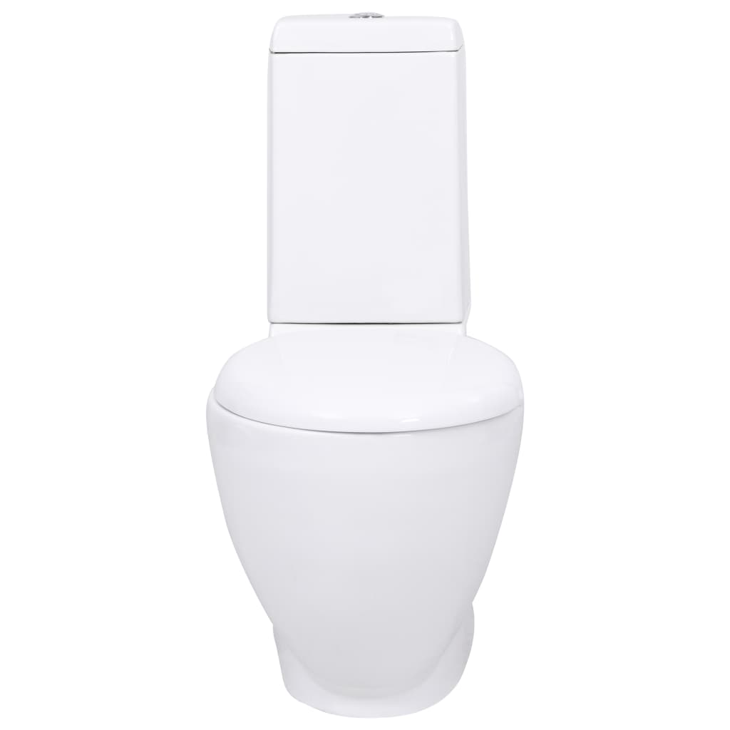 vidaXL Inodoro WC redondo de cerámica con cisterna blanco