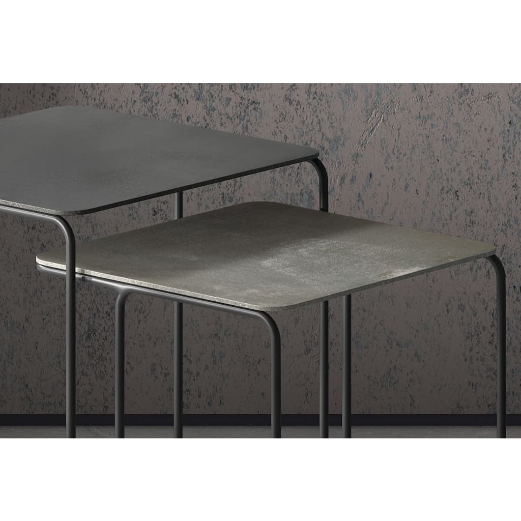 Rousseau Juego de mesas auxiliares 2 piezas Ospera metal negro y gris