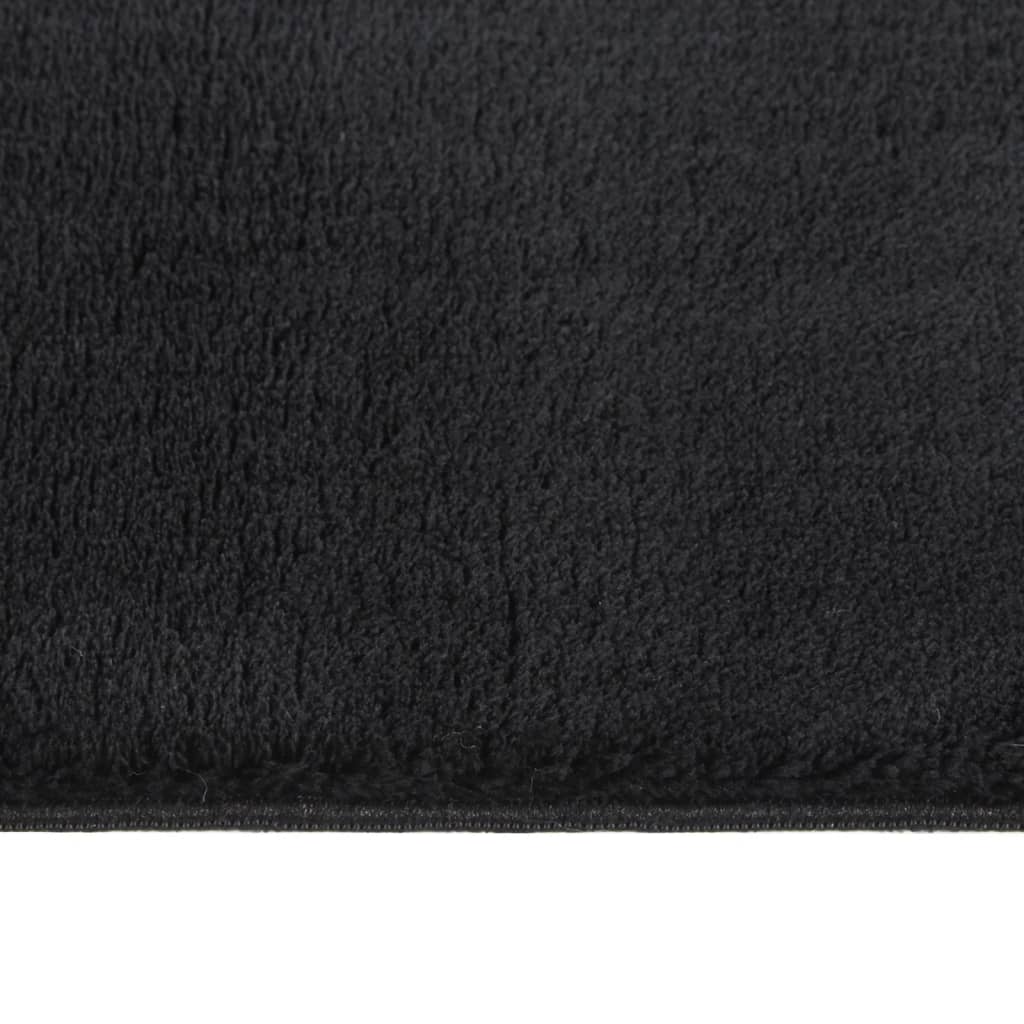 vidaXL Alfombra peluda antideslizante lavable negro 80x150 cm