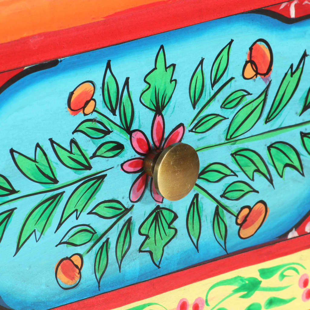 vidaXL Mesa consola pintada a mano madera maciza de mango 80x35x75 cm