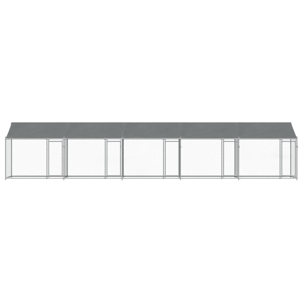vidaXL Jaula de perros techo y puertas acero galvanizado gris 10x2x2 m