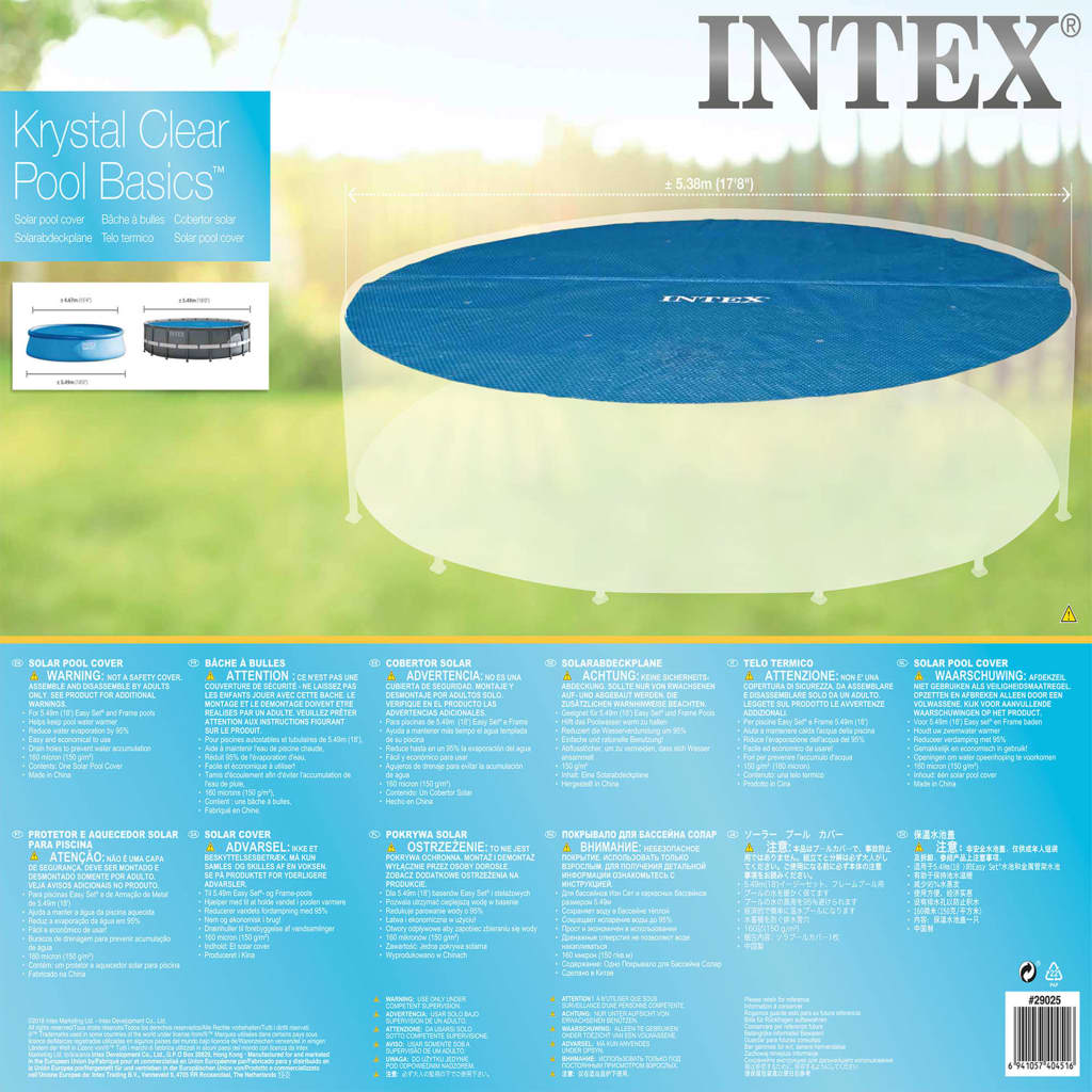 Intex Cubierta solar de piscina redonda 549 cm