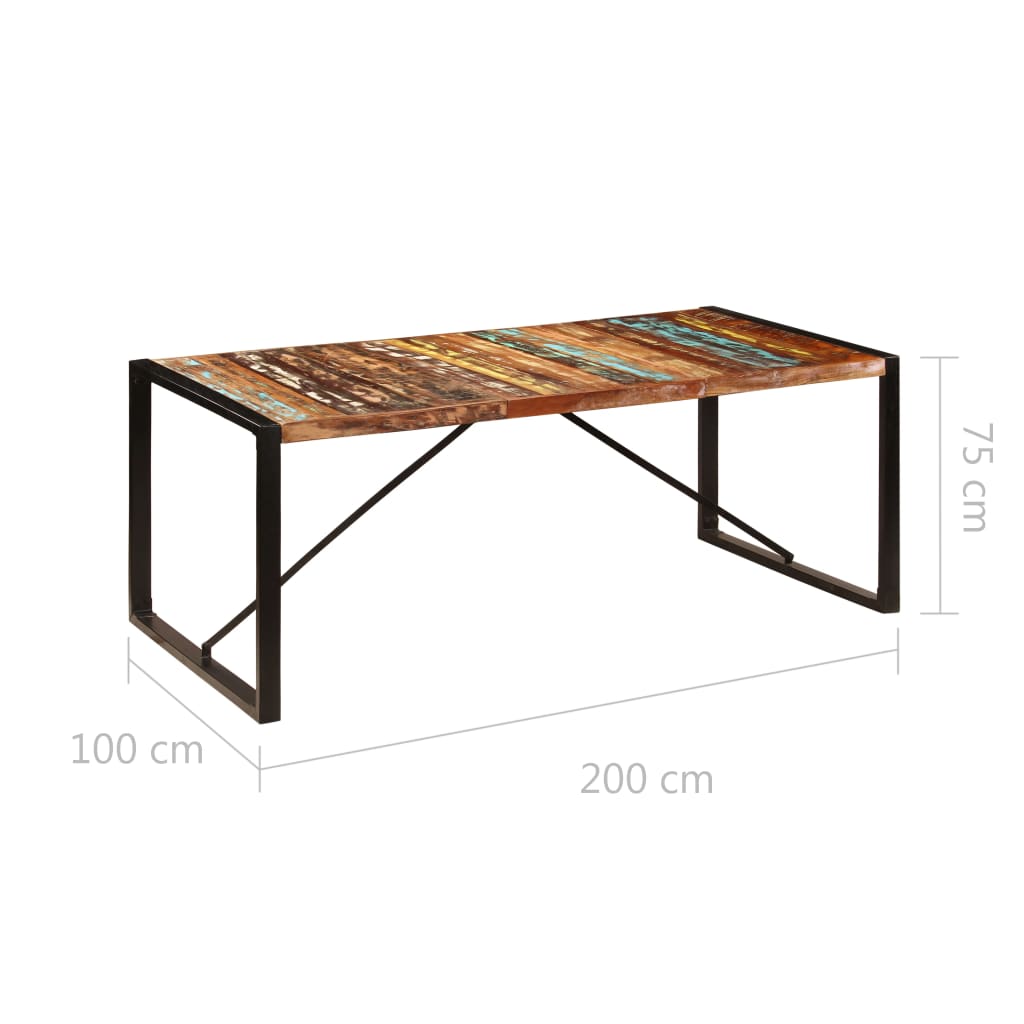 vidaXL Mesa de comedor de madera maciza reciclada 200x100x75 cm