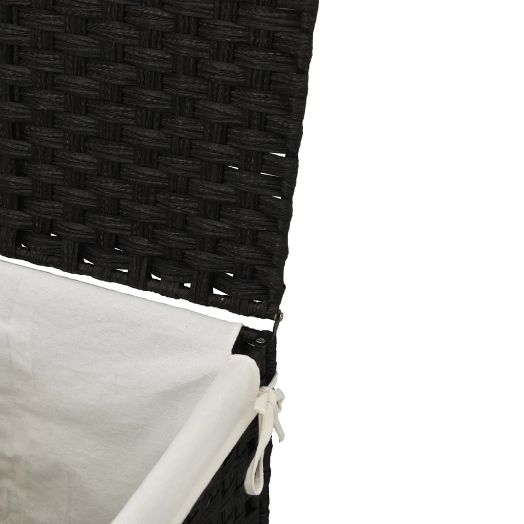vidaXL Cesto de ropa sucia con tapa ratán sintético negro 46x33x60 cm