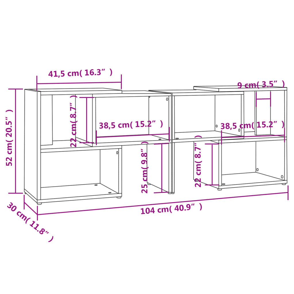 vidaXL Mueble de TV madera contrachapada gris brillante 104x30x52 cm