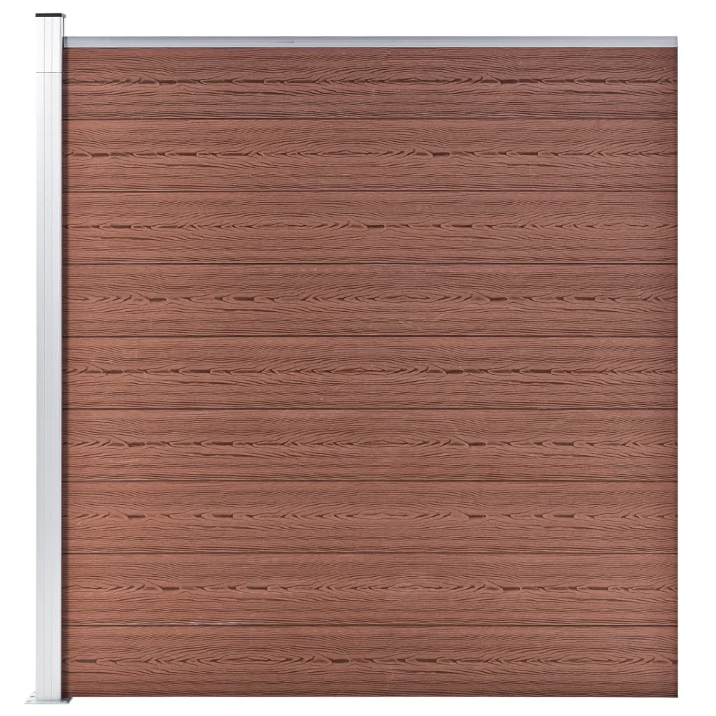 vidaXL Set de valla 3 cuadradas + 1 oblicua WPC marrón 619x186 cm