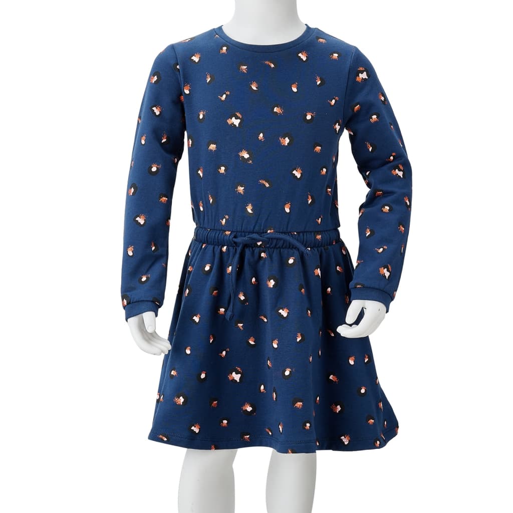 Vestido infantil de manga larga azul marino 92
