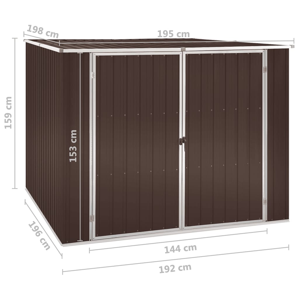 vidaXL Cobertizo de jardín acero galvanizado marrón 195x198x159 cm