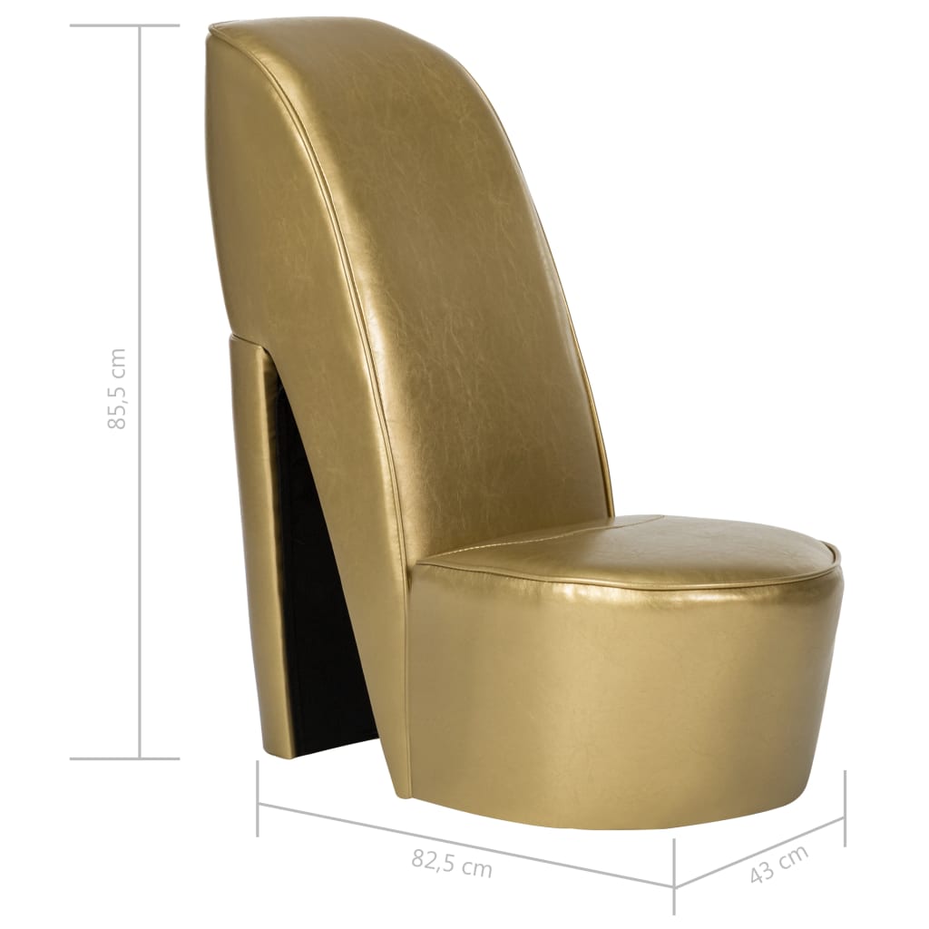 vidaXL Sillón con forma de zapato de tacón cuero sintético dorado