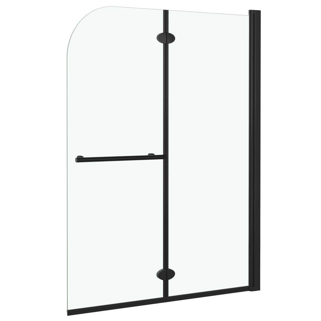 vidaXL Mampara de ducha plegable 2 paneles ESG negro 95x140 cm