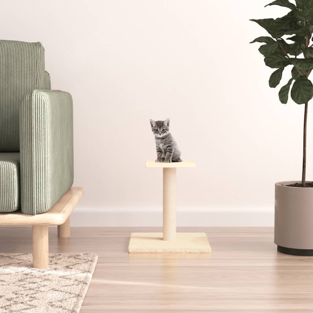 vidaXL Poste rascador para gatos con plataforma color crema 38 cm