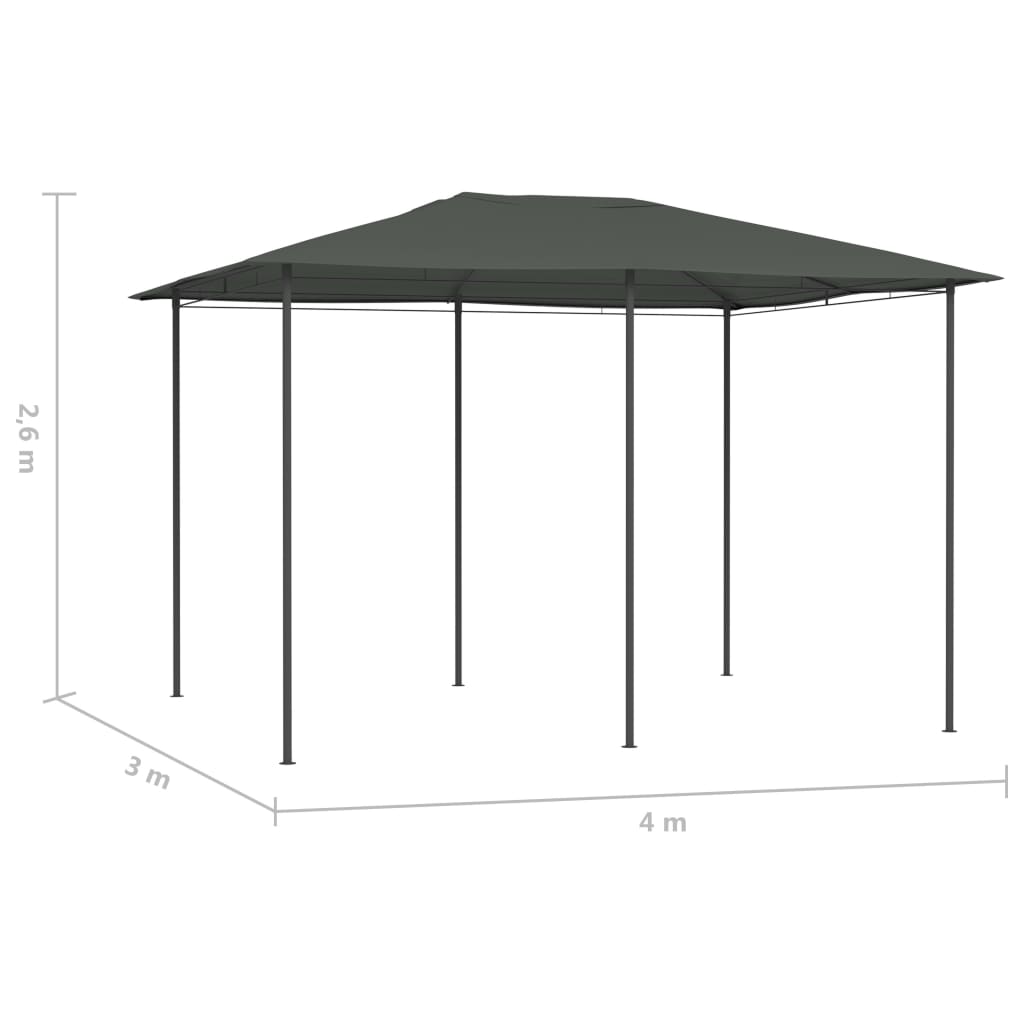 vidaXL Cenador gris antracita 3x4x2,6 m 160 g/m²