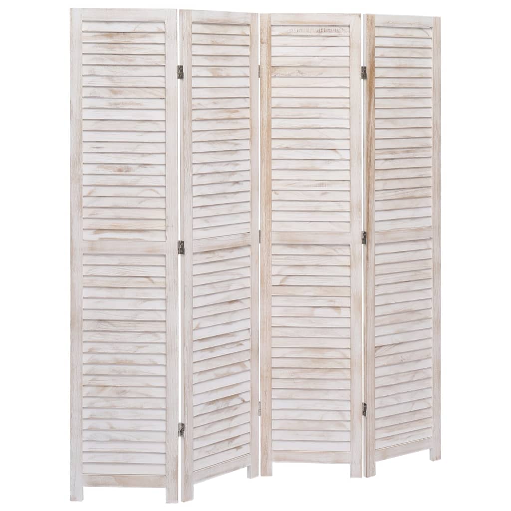 vidaXL Biombo divisor de 4 paneles madera blanco 140x165 cm