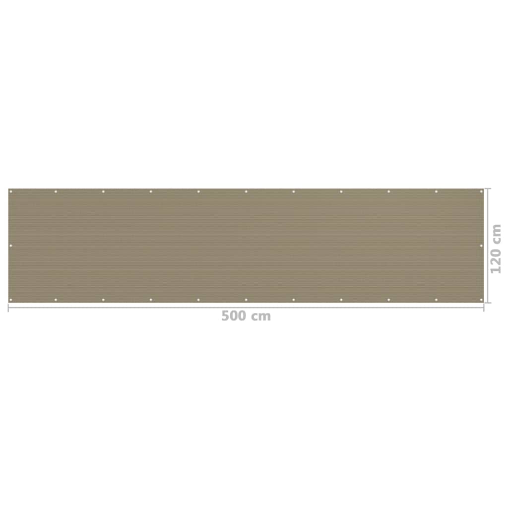 vidaXL Toldo para balcón HDPE gris taupe 120x500 cm