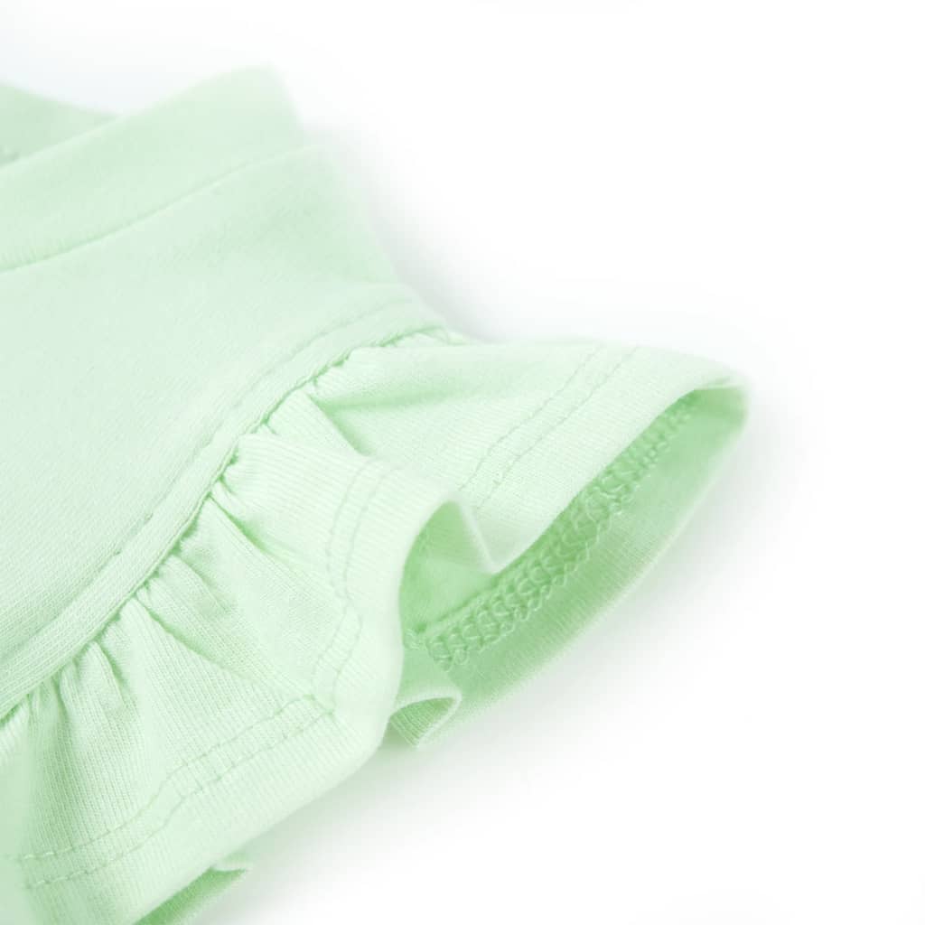 Camiseta infantil de manga volante verde suave 92