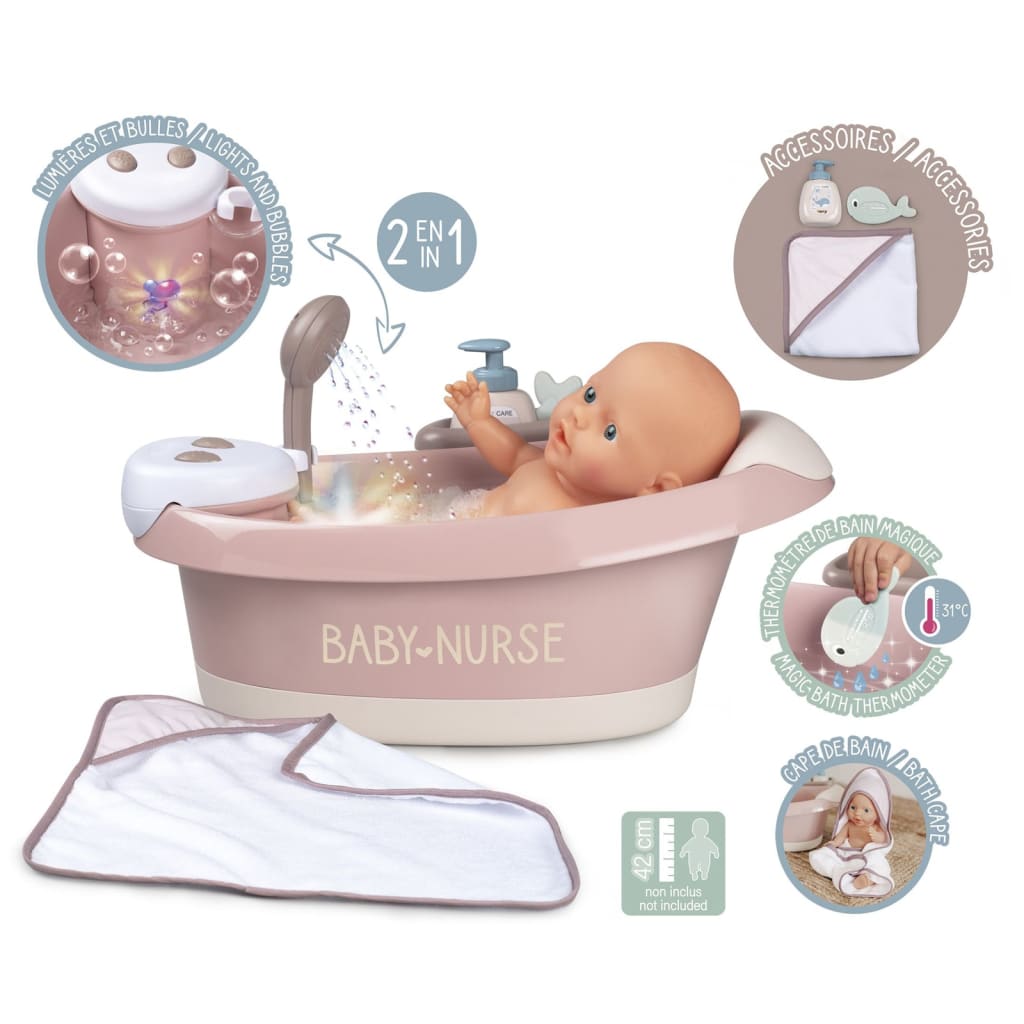 Smoby Bañera de juguete para muñecos y accesorios Baby Nurse Balneo