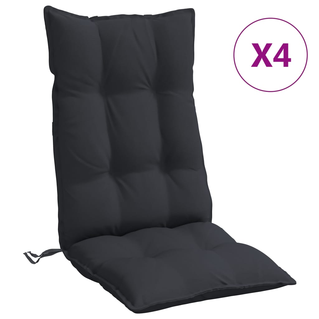 vidaXL Cojines de silla con respaldo alto 4 uds tela Oxford negro