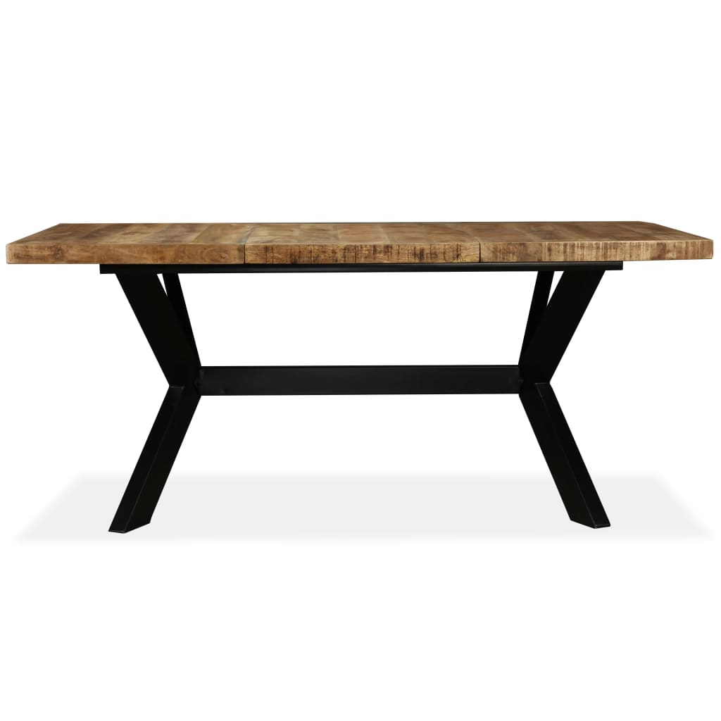 vidaXL Mesa de comedor madera maciza de mango y cruz de acero 180 cm