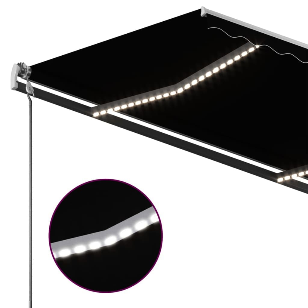 vidaXL Toldo manual retráctil con LED gris antracita 450x350 cm