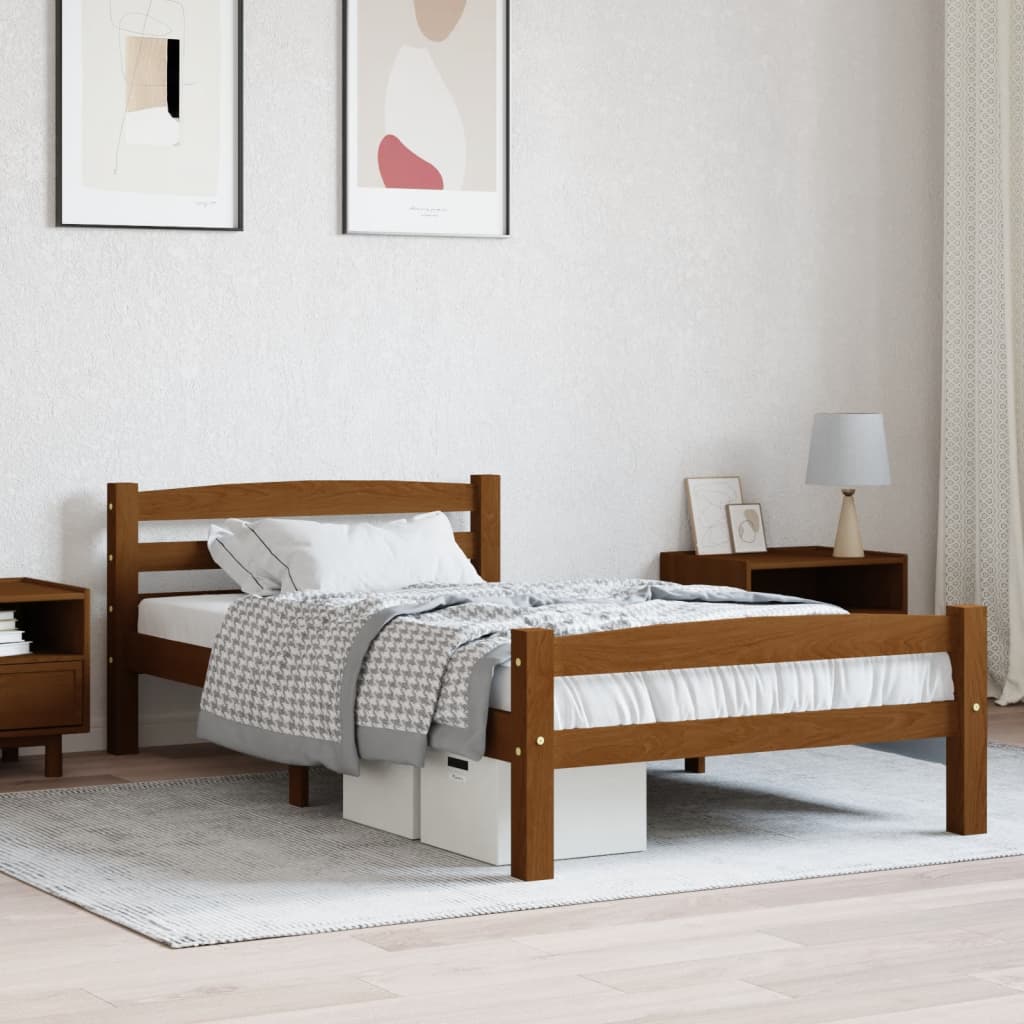 vidaXL Estructura de cama madera maciza pino marrón miel 90x200 cm