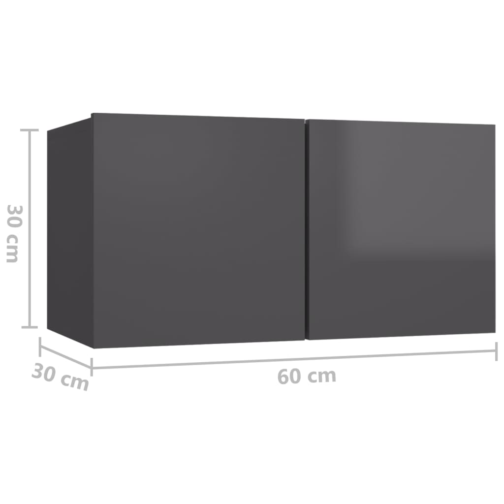 vidaXL Muebles de salón colgantes 3 unidades gris brillo 60x30x30 cm