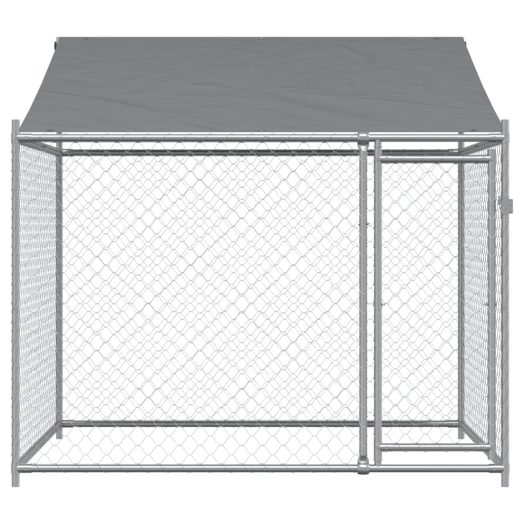 vidaXL Jaula de perros techo y puerta acero galvanizado gris 2x2x2 m