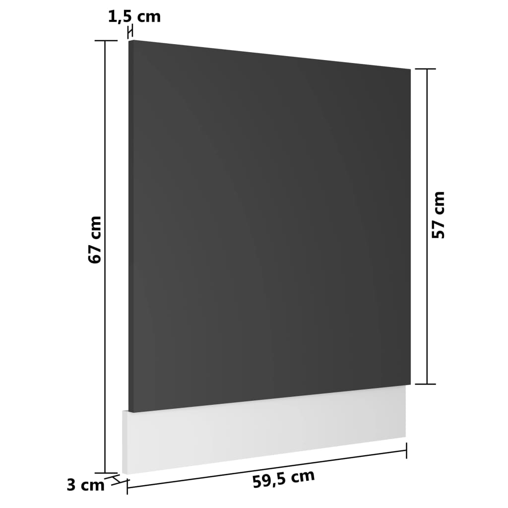 vidaXL Panel para lavavajillas madera contrachapada gris 59,5x3x67 cm