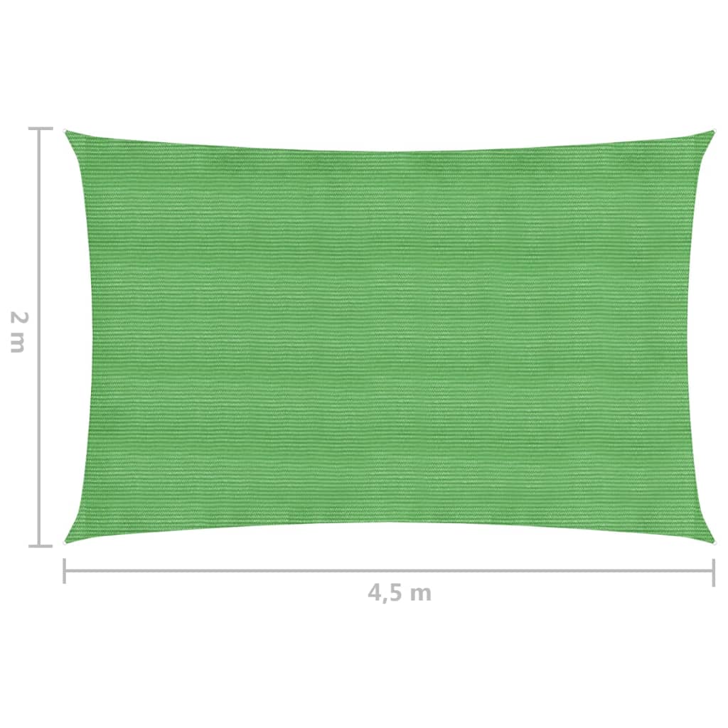 vidaXL Toldo de vela HDPE verde claro 160 g/m² 2x4,5 m
