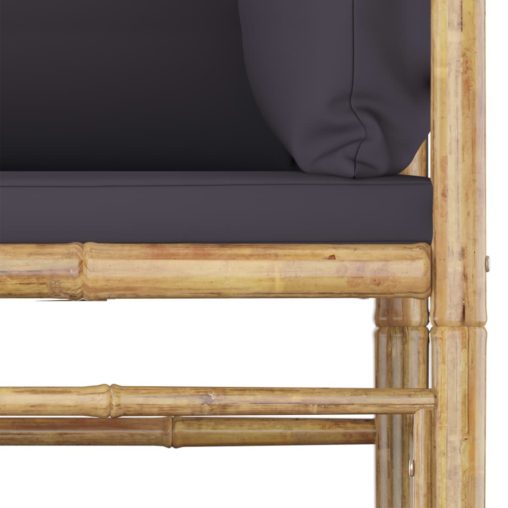 vidaXL Set de muebles de jardín 7 piezas bambú con cojines gris oscuro