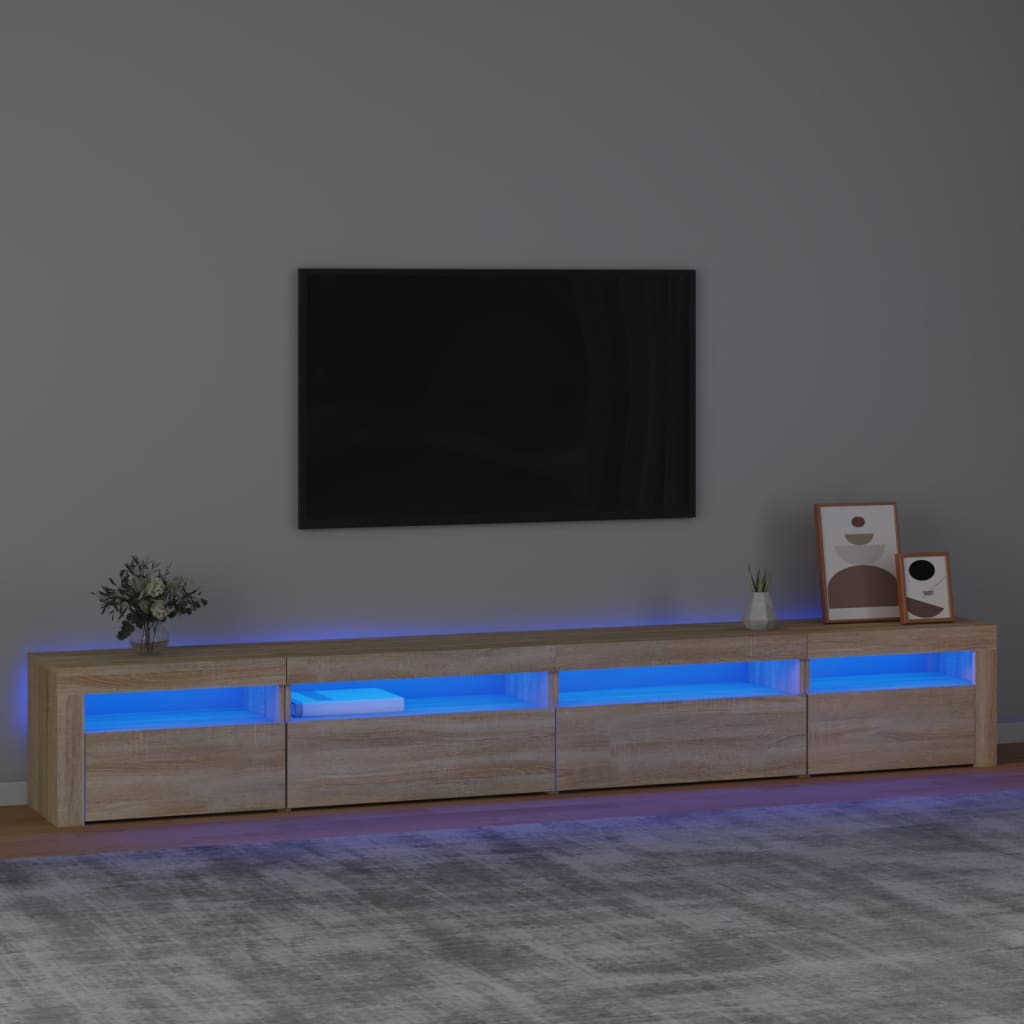 vidaXL Mueble de TV con luces LED roble Sonoma 270x35x40 cm