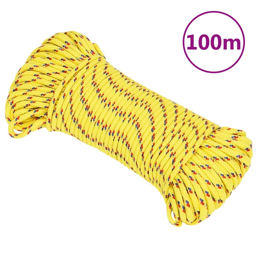 vidaXL Cuerda de barco polipropileno amarillo 3 mm 100 m