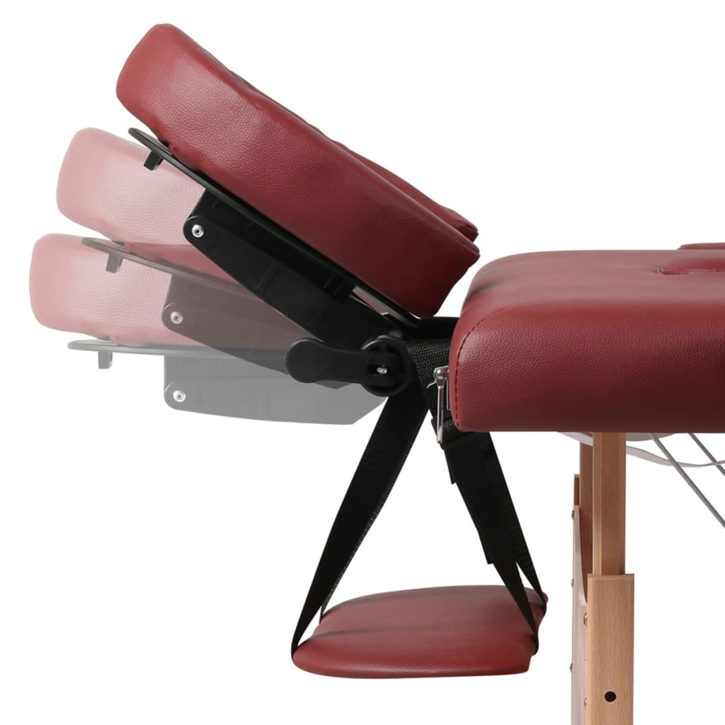 Mesa camilla de masaje de madera plegable de dos cuerpos rojos