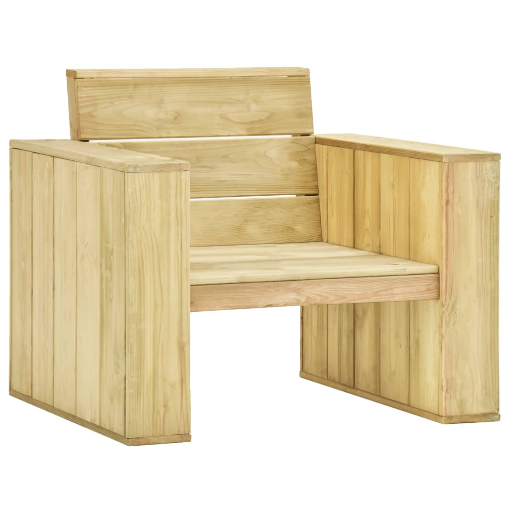 vidaXL Set muebles de jardín y cojines 3 pzas madera pino impregnada