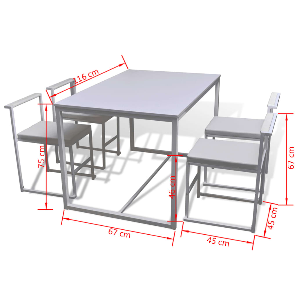 vidaXL Conjunto de mesa de comedor y sillas 5 piezas blanco