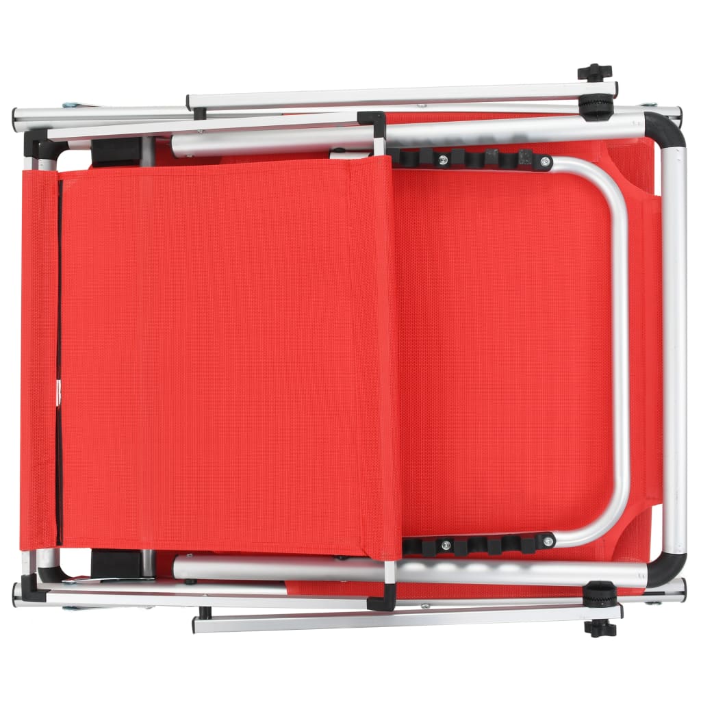 vidaXL Tumbonas plegables con techo 2 uds aluminio y textilene rojo