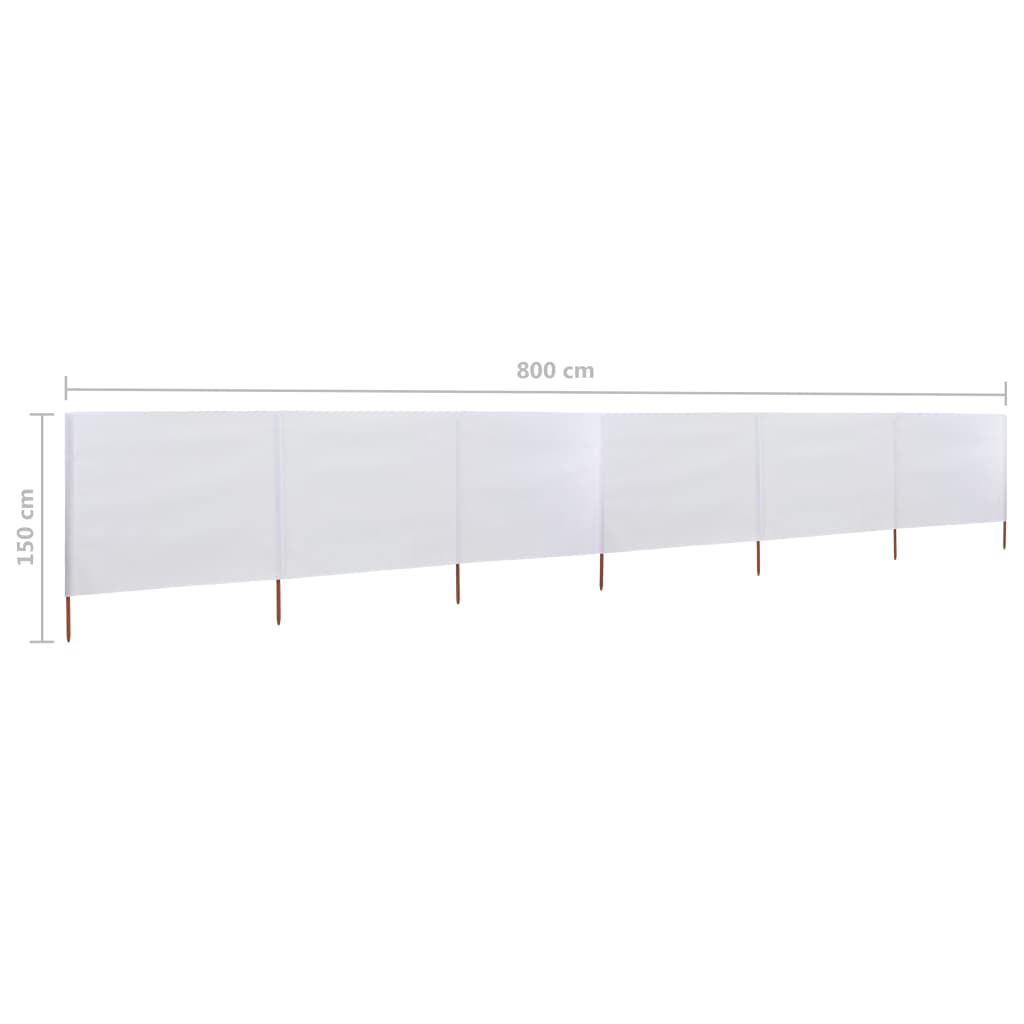 vidaXL Paravientos de playa de 6 paneles tela blanco arena 800x120cm