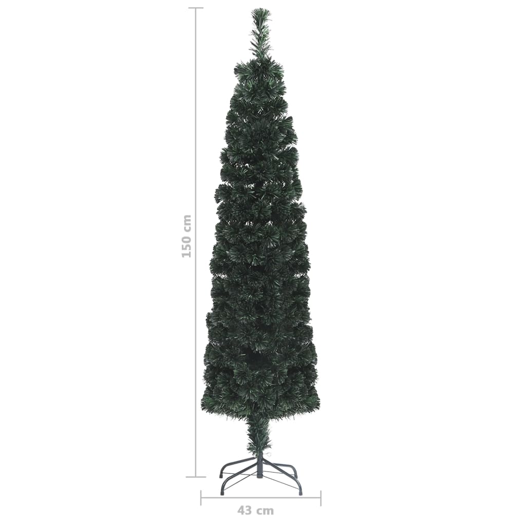 vidaXL Árbol Navidad artificial estrecho soporte fibra óptica 150 cm