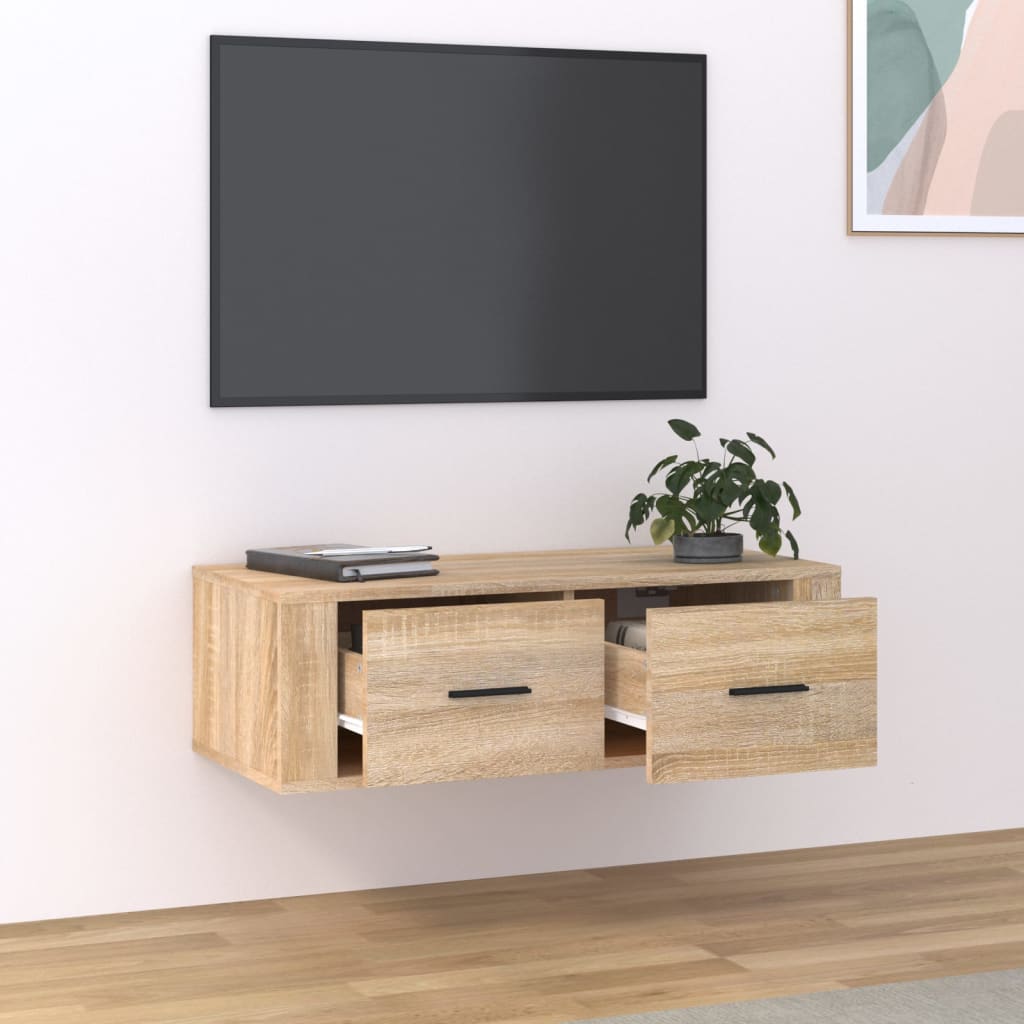 vidaXL Mueble TV colgante madera contrachapada roble Sonoma 80x36x25cm