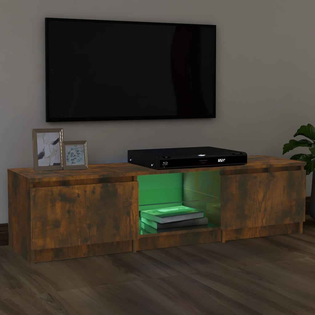 vidaXL Mueble de TV con luces LED roble ahumado 140x40x35,5 cm