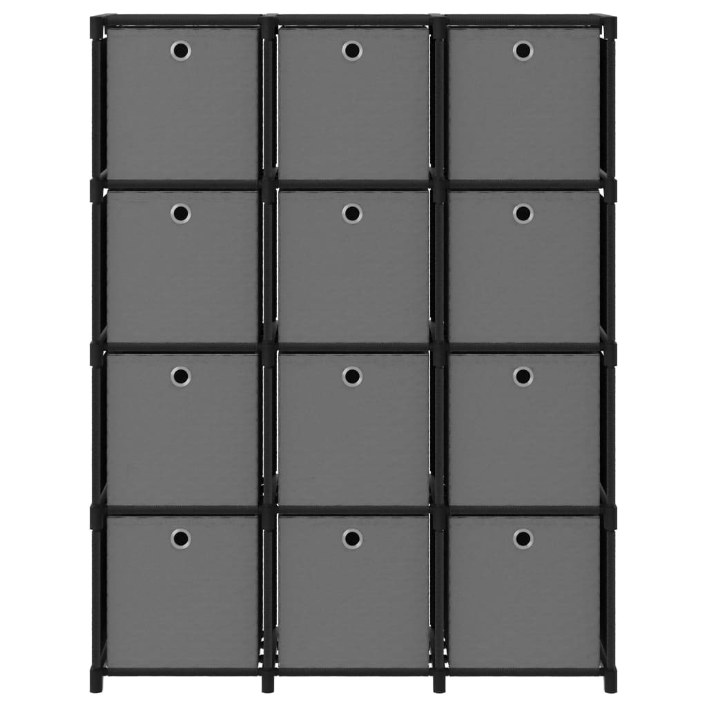vidaXL Estantería de 12 cubos con cajas tela negra 103x30x141 cm