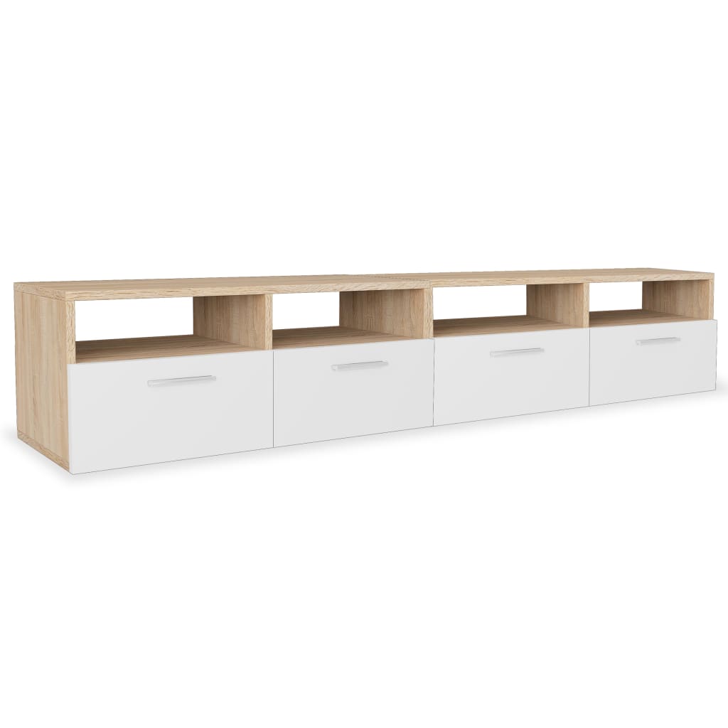 vidaXL Mueble de TV 2 pzs madera ingeniería roble y blanco 95x35x36 cm
