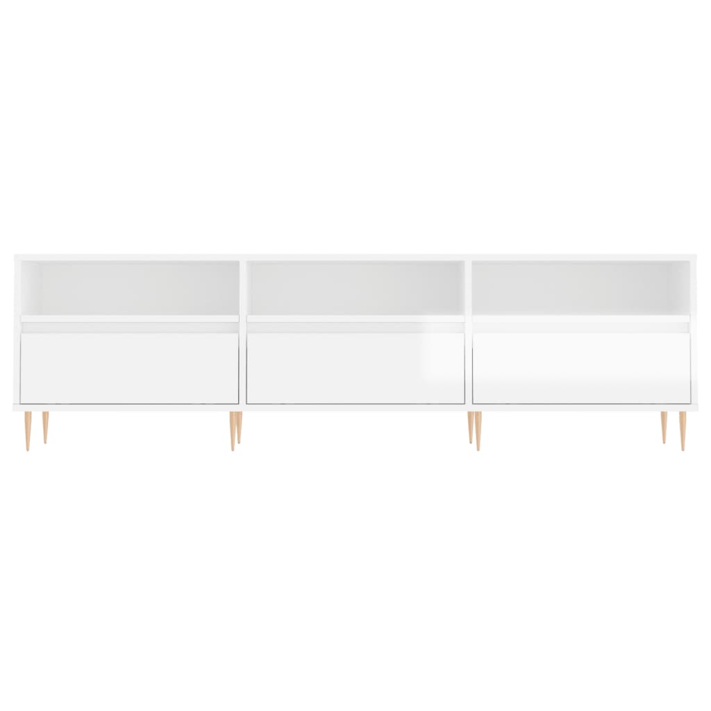 vidaXL Mueble de TV madera contrachapada blanco brillo 150x30x44,5 cm
