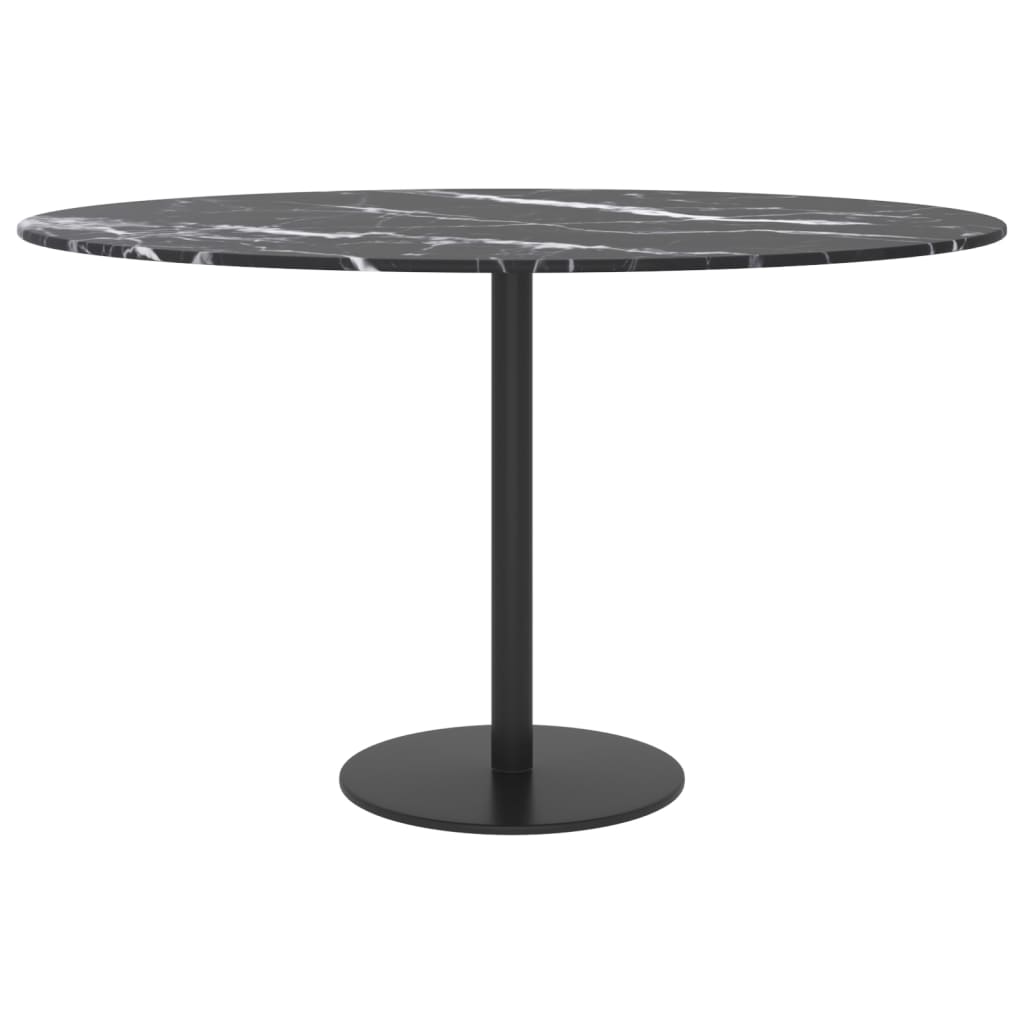 vidaXL Tablero de mesa diseño mármol vidrio templado negro Ø70x0,8 cm