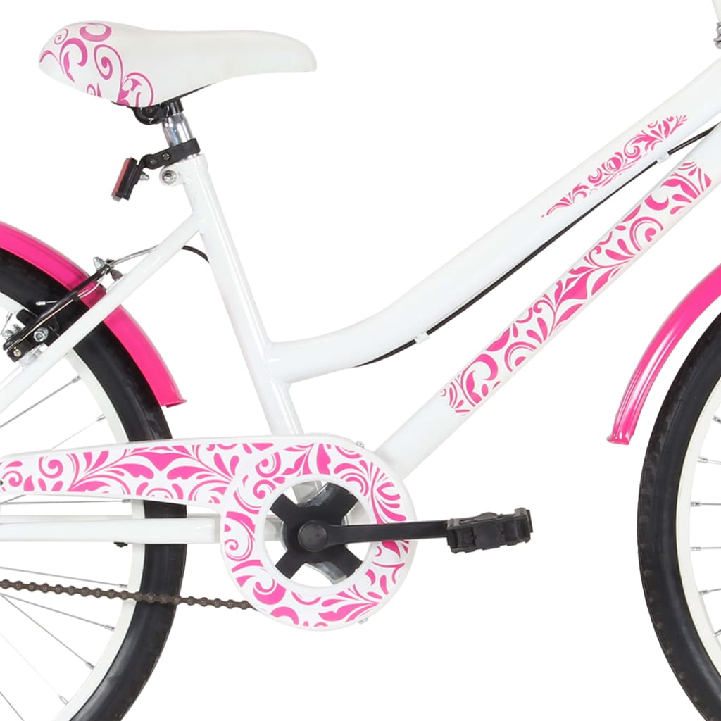 vidaXL Bicicleta de niño 24 pulgadas rosa y blanca